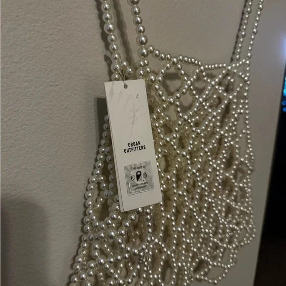 Urban Outfitters Pearl Beaded Net Tank Top - Cream - Picture 3 of 6
